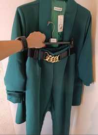 4xl garnitur damski żakiet spodnie marynarka zielony