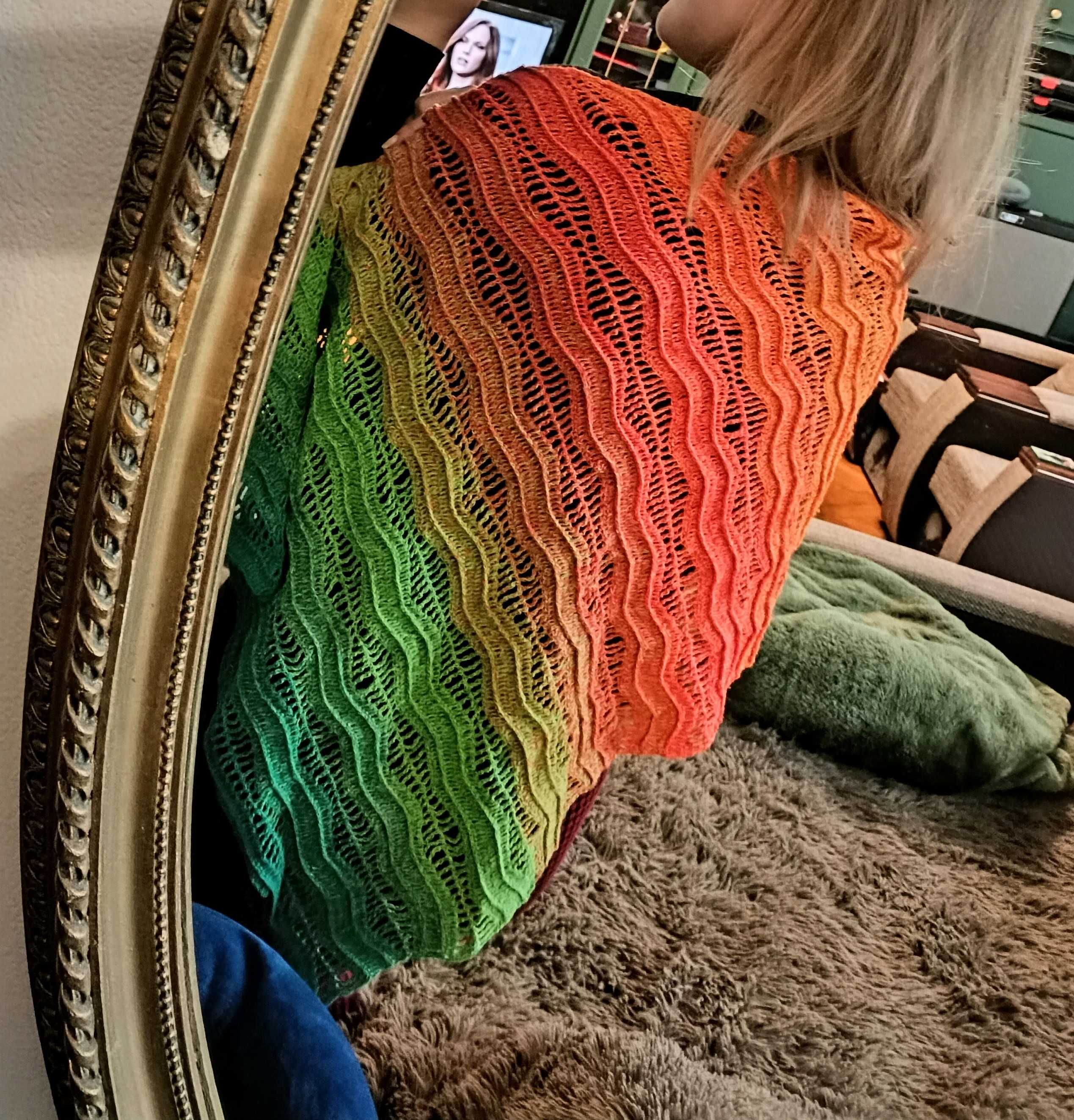 Chusta szalik narzutka handmade rękodzieło ombre