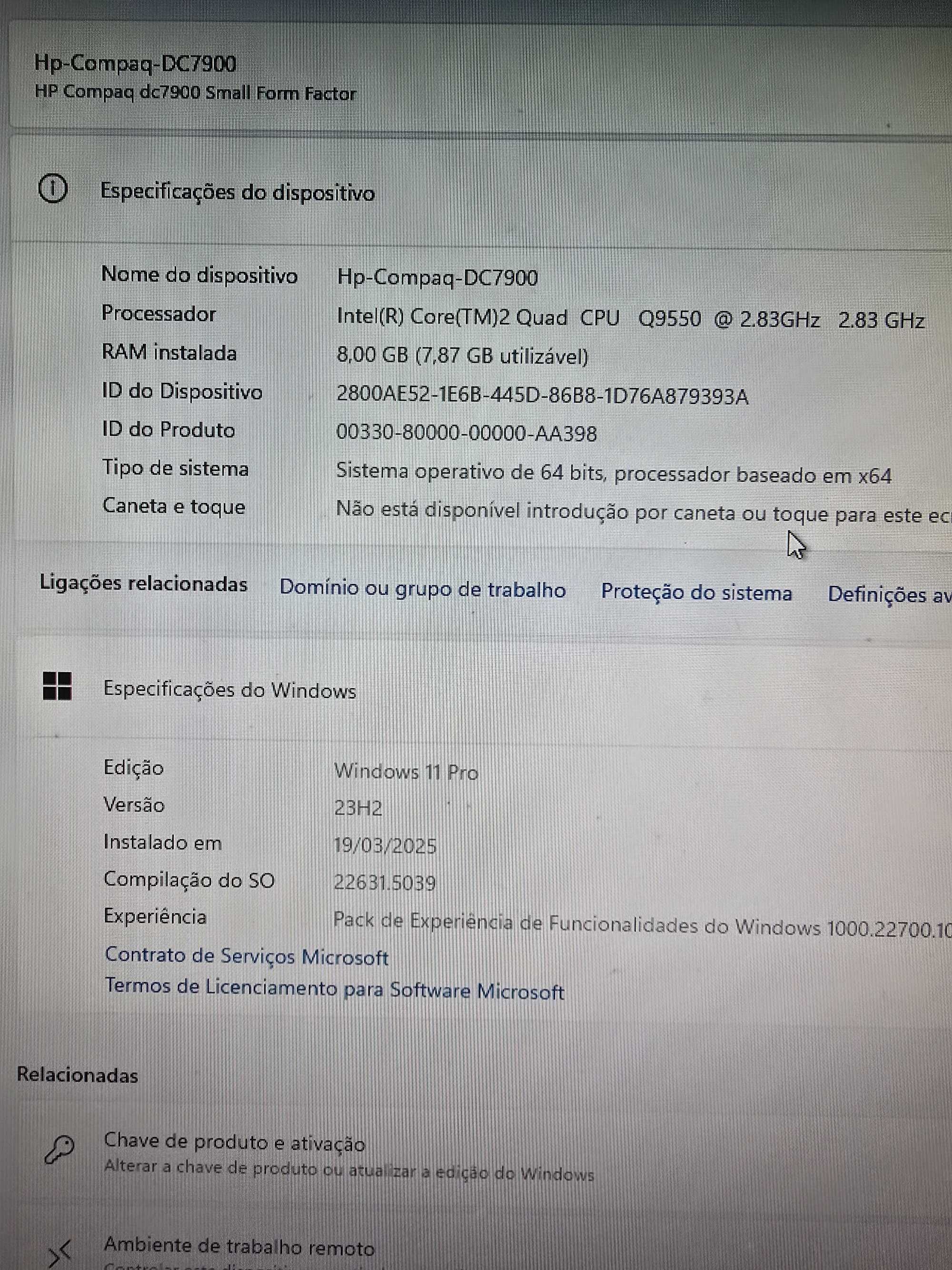 Computador Fixo HP Compaq dc7900 Small Form Factor Completo