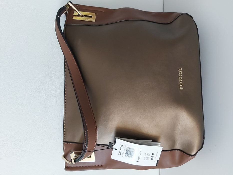 Torebka PUCCINII shoperka czarna brązową torba PROMOCJA