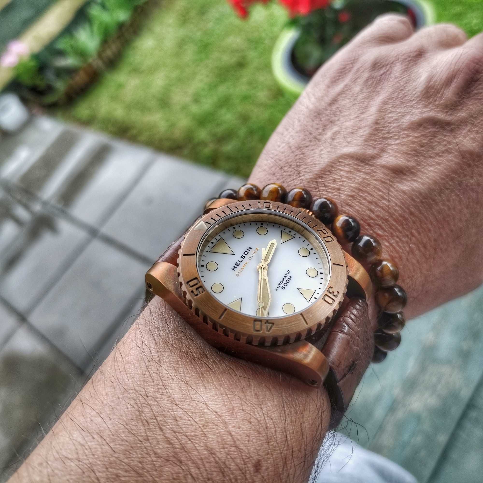 Zegarek Helson Shark Diver LE 42mm brass mosiądz bronze brąz