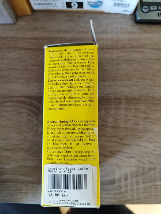 Sacos para armazenamento de leite materno