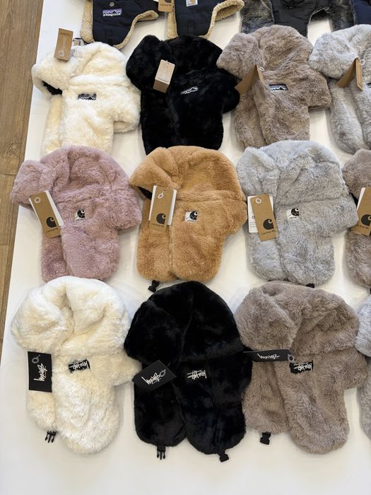 Шапки-вушанки з хутром / ушанки patagonia, stussy, carhartt