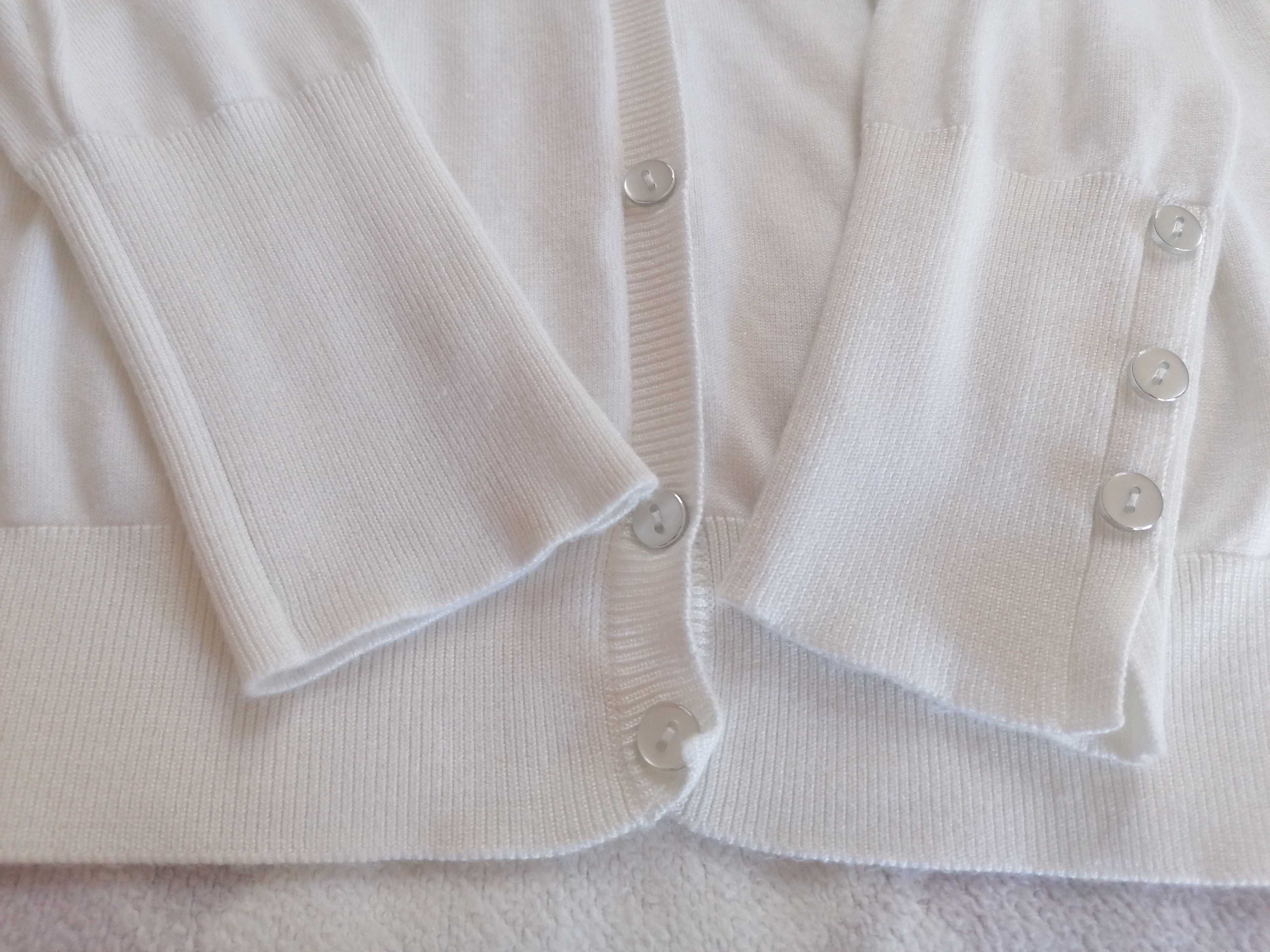 Sweter kardigan r. 38 M s. Bdb damski biały rozpinany