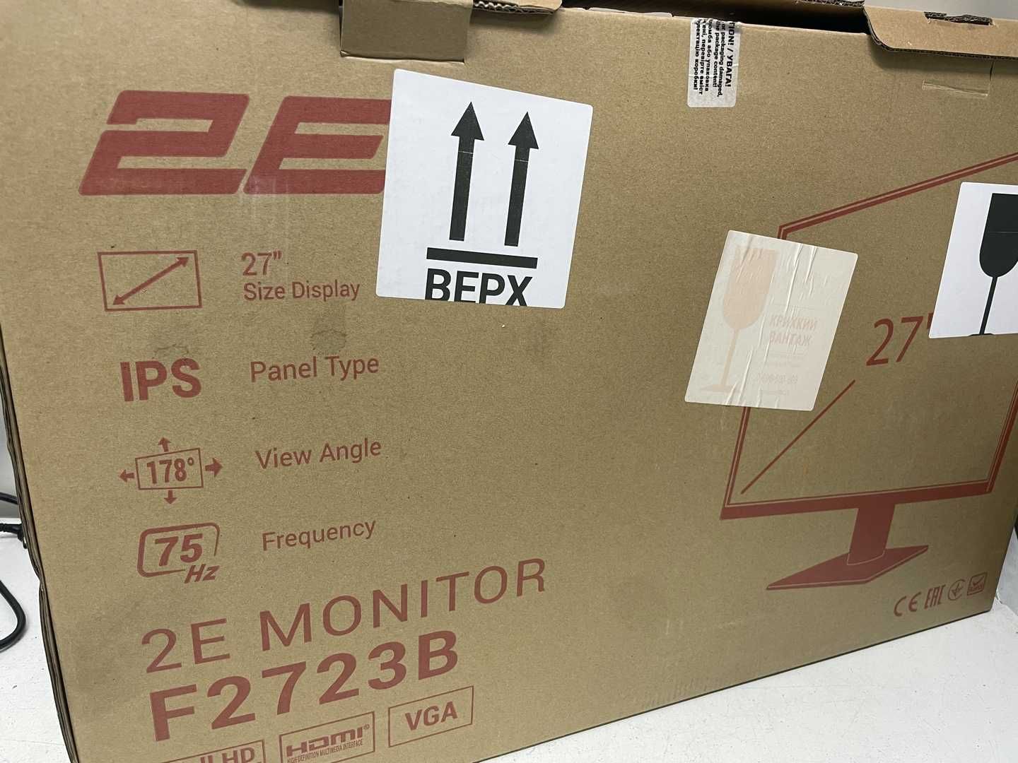Монитор 27" 2E F2723B FullHD IPS, 75Hz, Безрамочный