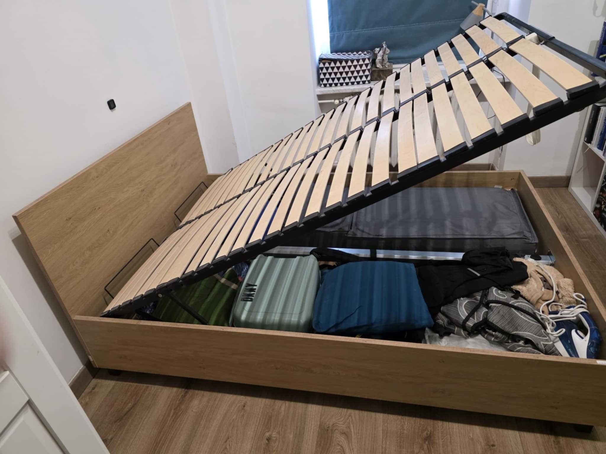 Łóżko VOX Simple 140x200 dąb + czarne płozy, stan bardzo dobry