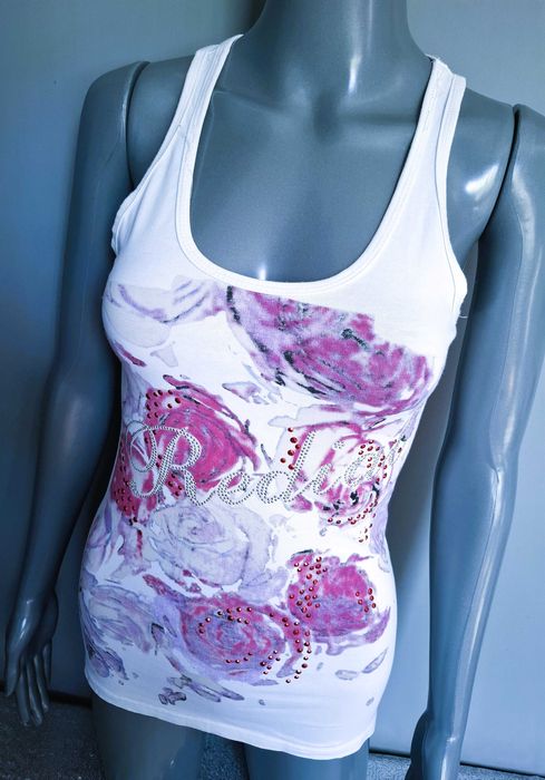 Biała bokserka róże cyrkonie kwiaty