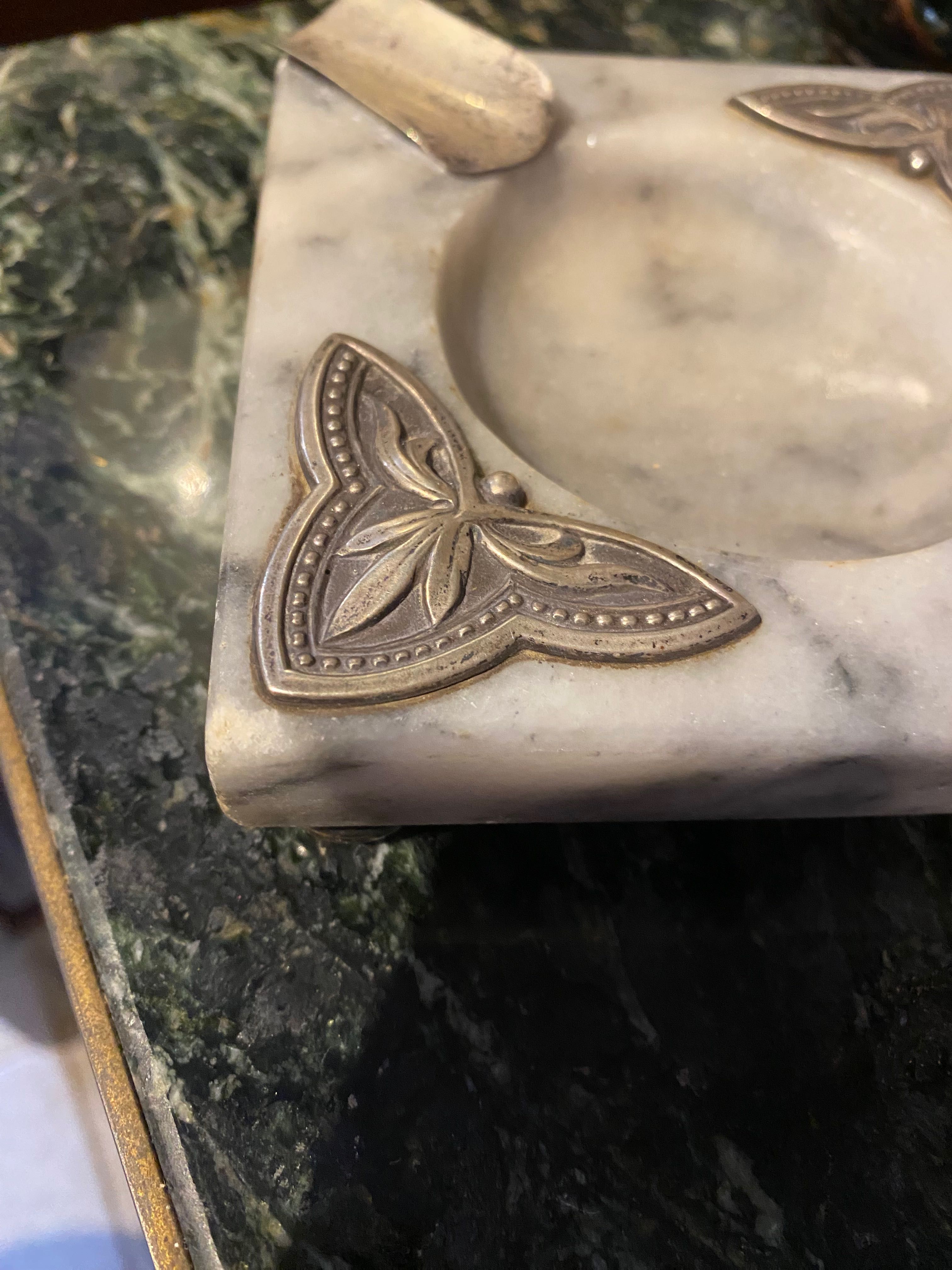 Cinzeiro Arte Nova com Prata Portuguesa contrastada Javali 11 cm