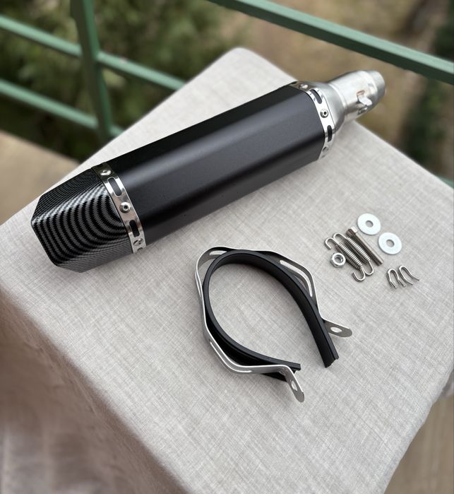 Прямоток AKRAPOVIC 37 см Вихлоп глушник Акраповіч чорний на мотоцикл