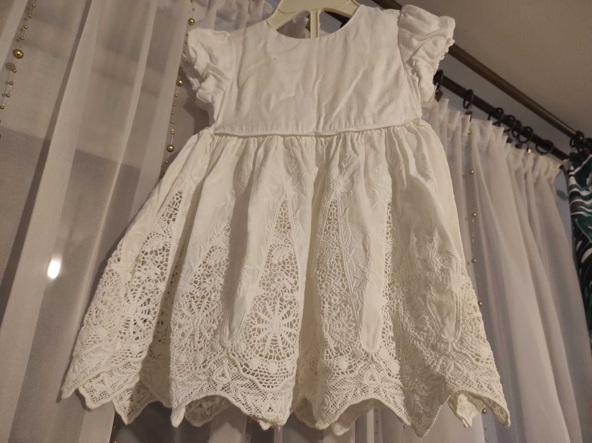 Sukienka boho na chrzest 3-9 mies.