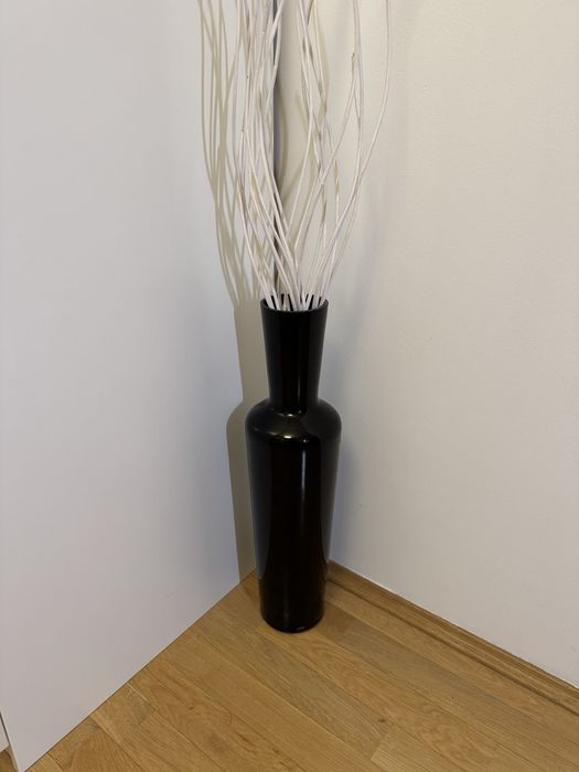 Szklany wazon czarny wysoki nowoczesny 60cm
