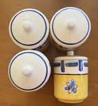 Conjunto de potes de faiança pintados à mão – vintage