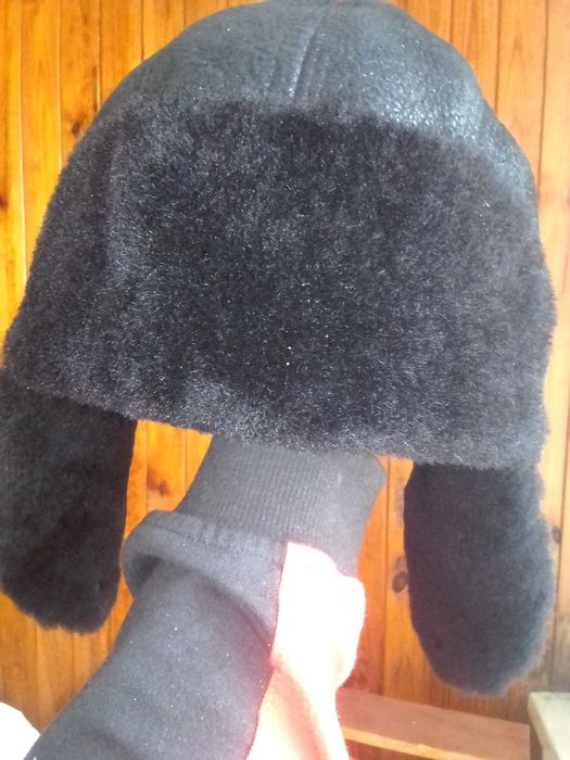 Шапка ушанка шлем кепка дублёнка мех ворса защита шеи
