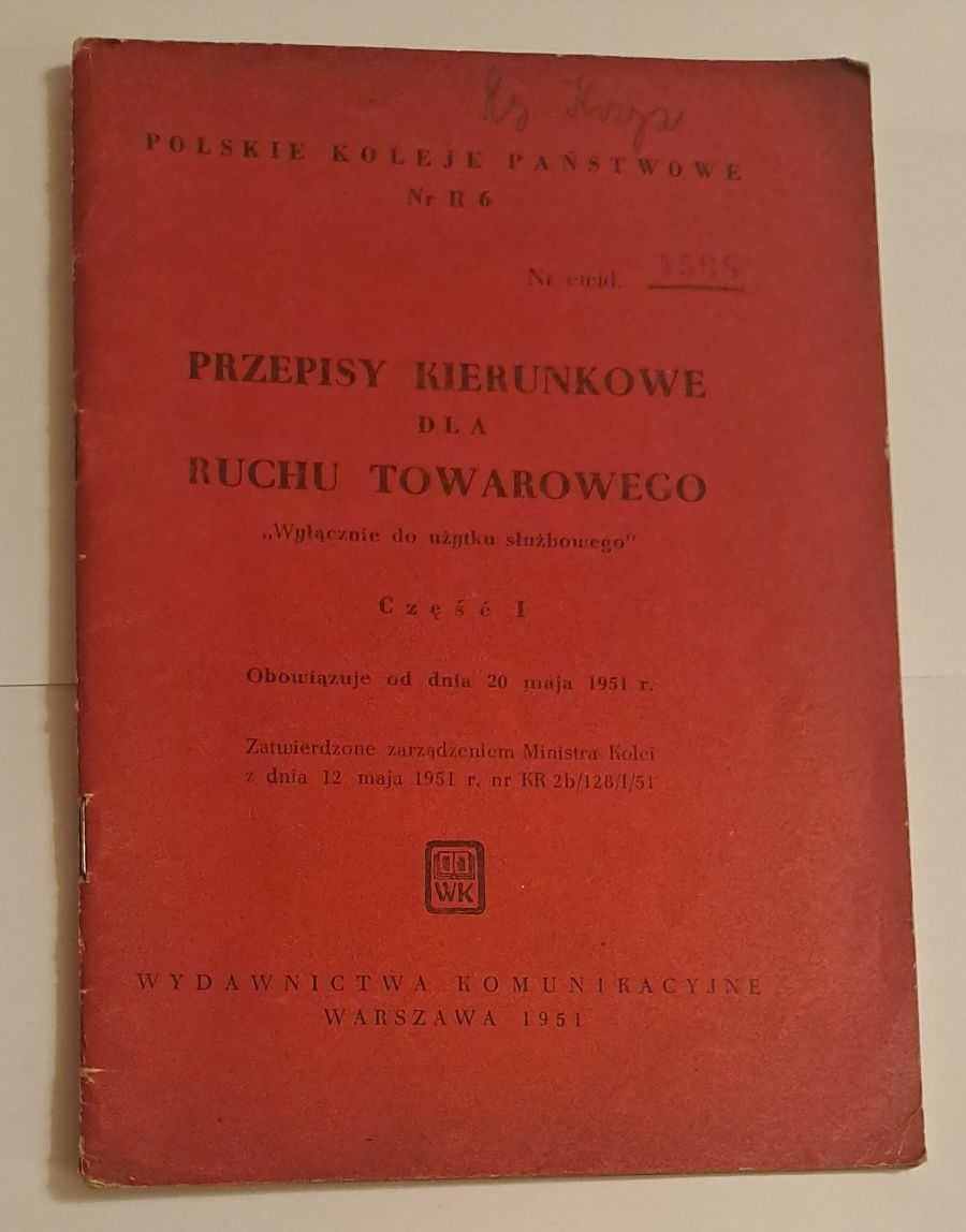 R6 Przepisy kierunkowe dla ruchu towarowego część 1 PKP PRL 1951