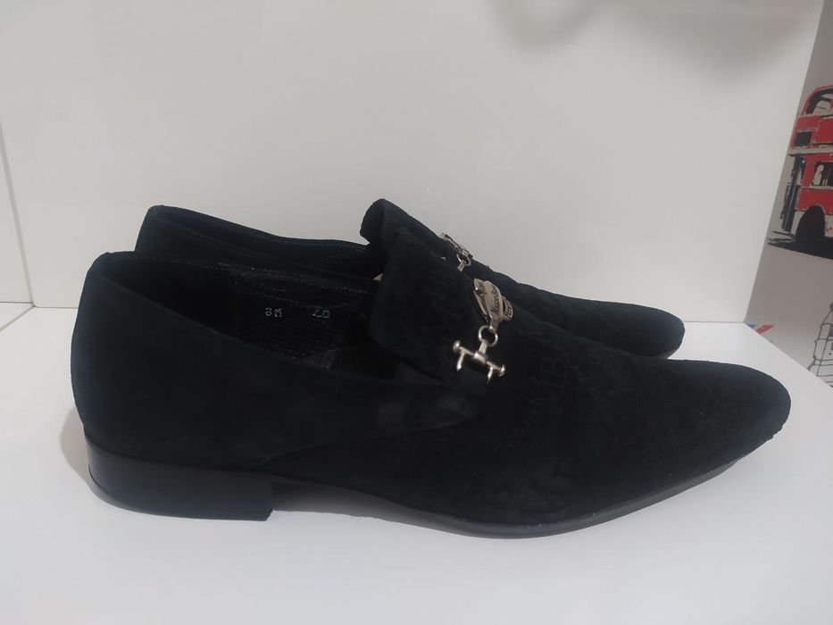 Туфлі, лоферы чорні Mario Bruni, натуральна замша і шкіра, Італія