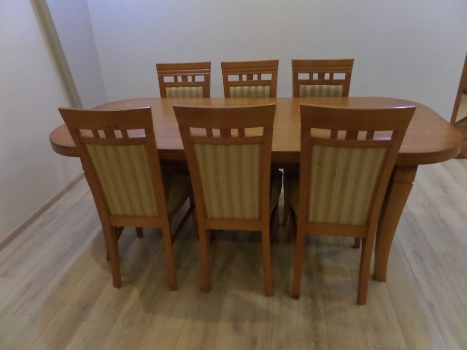 śliczny masywny dębowy stół + 6 krzeseł stan bdb wysyłka dowóz
