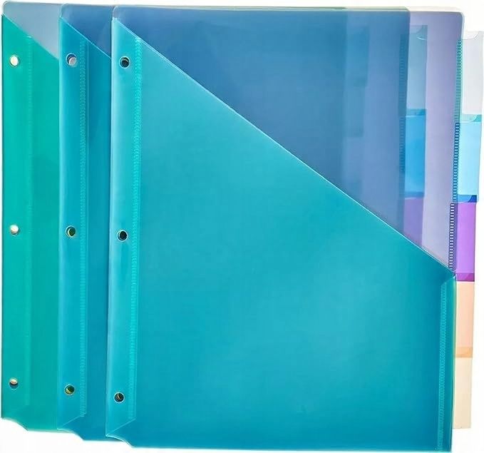 przekładki plastikowe 2 kieszonkami 5szt wielokolorowe amazon basics