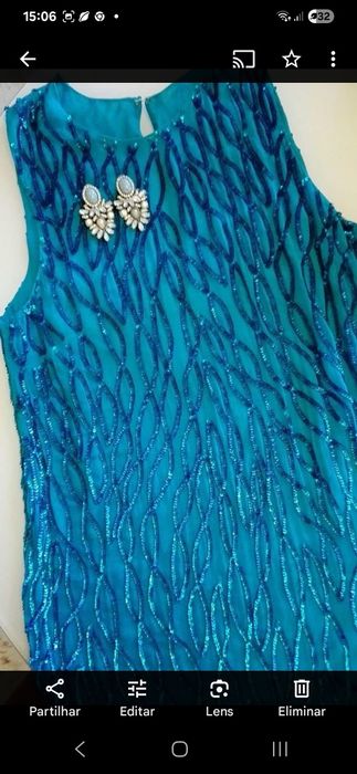 Vestido azul turquesa lantejoulas