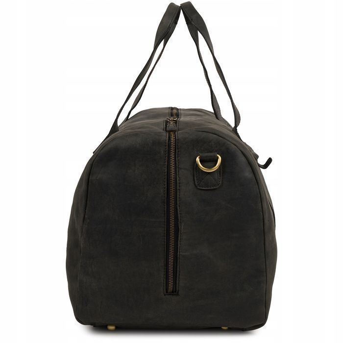 Torba podróżna skórzana weekendowa ekskluzywna skóra nubuk czarna