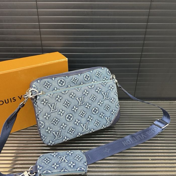 Louis Vuitton 3v1 3в1 мессенджер сумка мужская джинсовая синяя