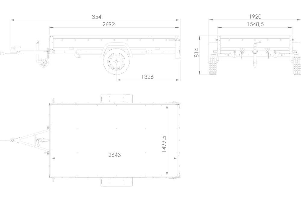 Przyczepka jednoosiowa GARDEN 265 KIPP 264x150 stelaż H800 + pokrowiec