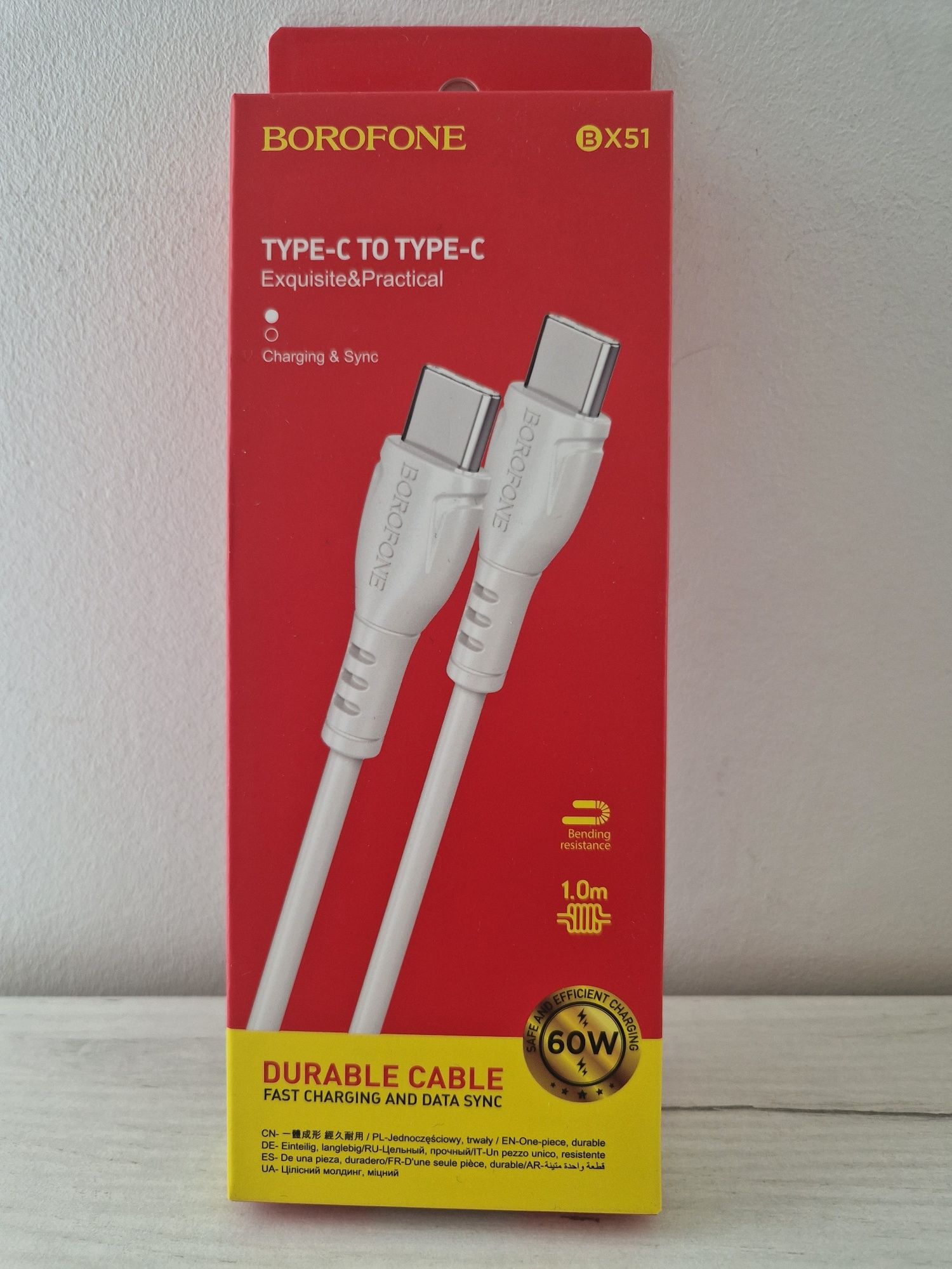 Borofone Kabel BX51 Triumph - Typ C na Typ C - 60W 1 metr biały