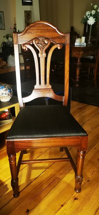 Stół z krzesłami dębowy eklektyczny