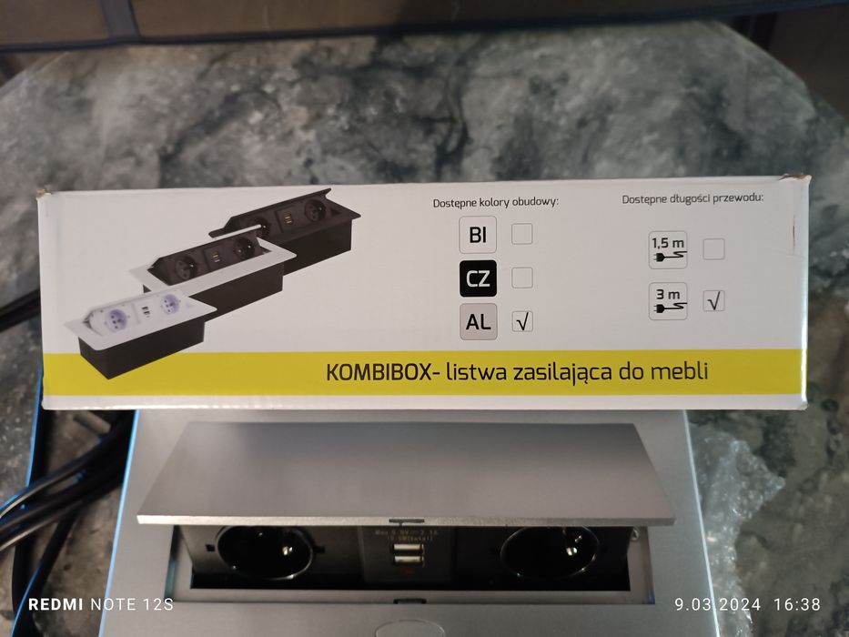 Kombibox Listwa zasilająca do mebli 2x230 v +2xUSB