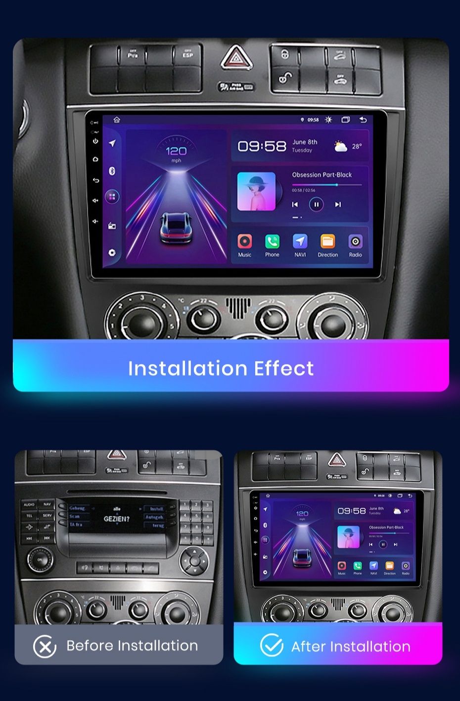 Radio Android Mercedes C Klasa W203 CLC CLK W209