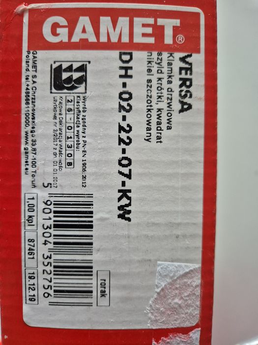 Klamki Gamet Verso 3 szt komplet