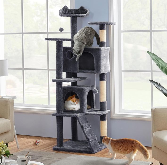 Wielopoziomowy drapak dla kota z legowiskami i budkami 175 cm