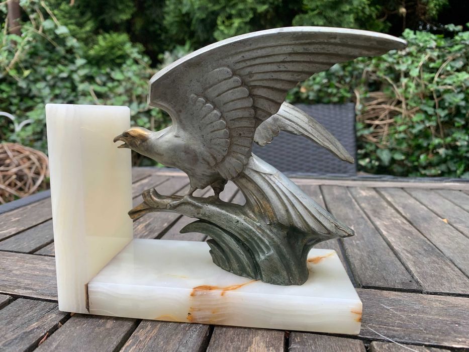 antyczna podpórka do książek, Art Deco, Francja i poł XXw , onyx, Vtg