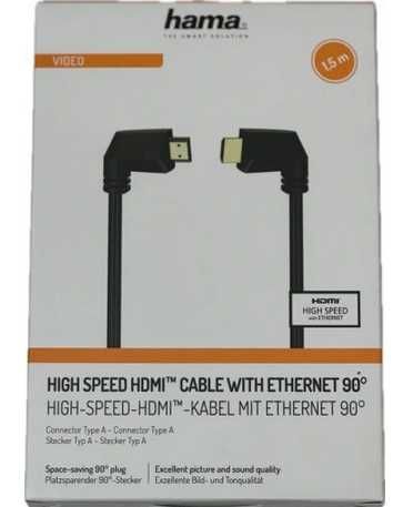 Oryginalny Szybki Kabel Hama kabel kątowy x 2 HDMI 1,5m HDMI-HDMI