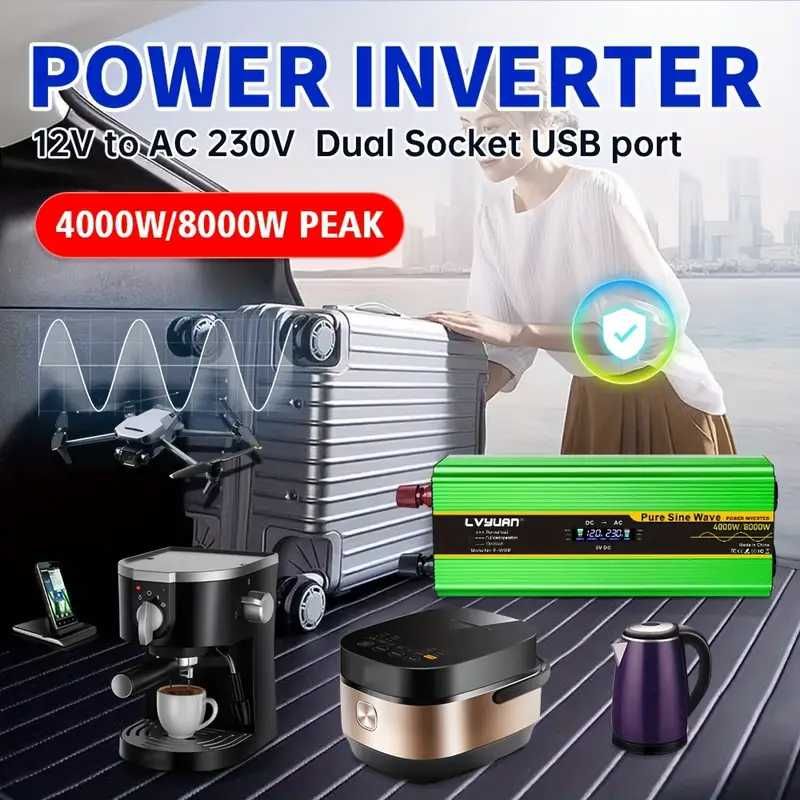 Inwerter czystej fali sinusoidalnej 4000 W  8000W AC   12 V lub 24 v