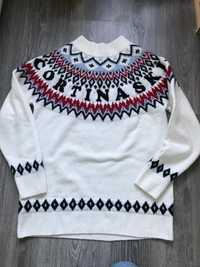 Sweter xs/s oversize biały z domieszką wełny H&M