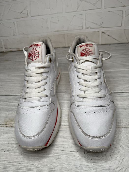 Мужские кроссовки reebok white red leather classic