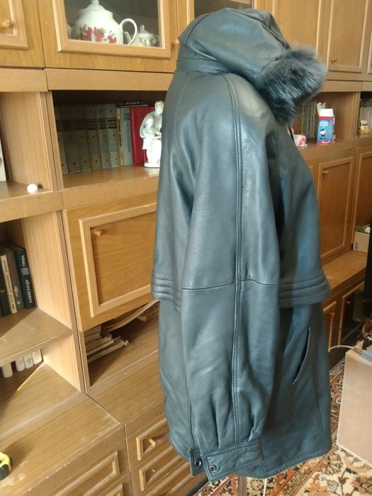 Куртка,нат, шкіра,XXL,капішон