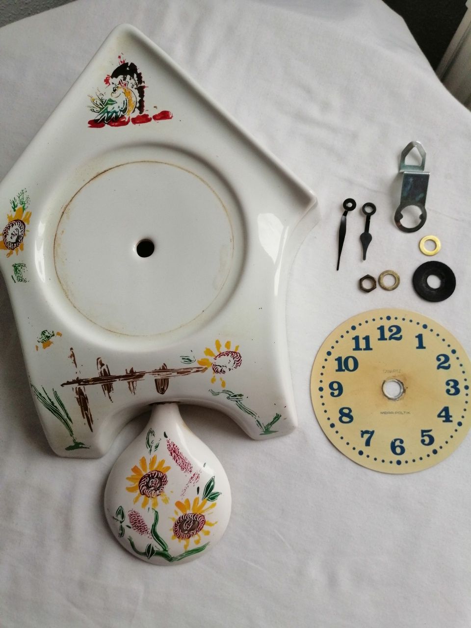 Stara ceramiczna obudowa zegara+wskazówki