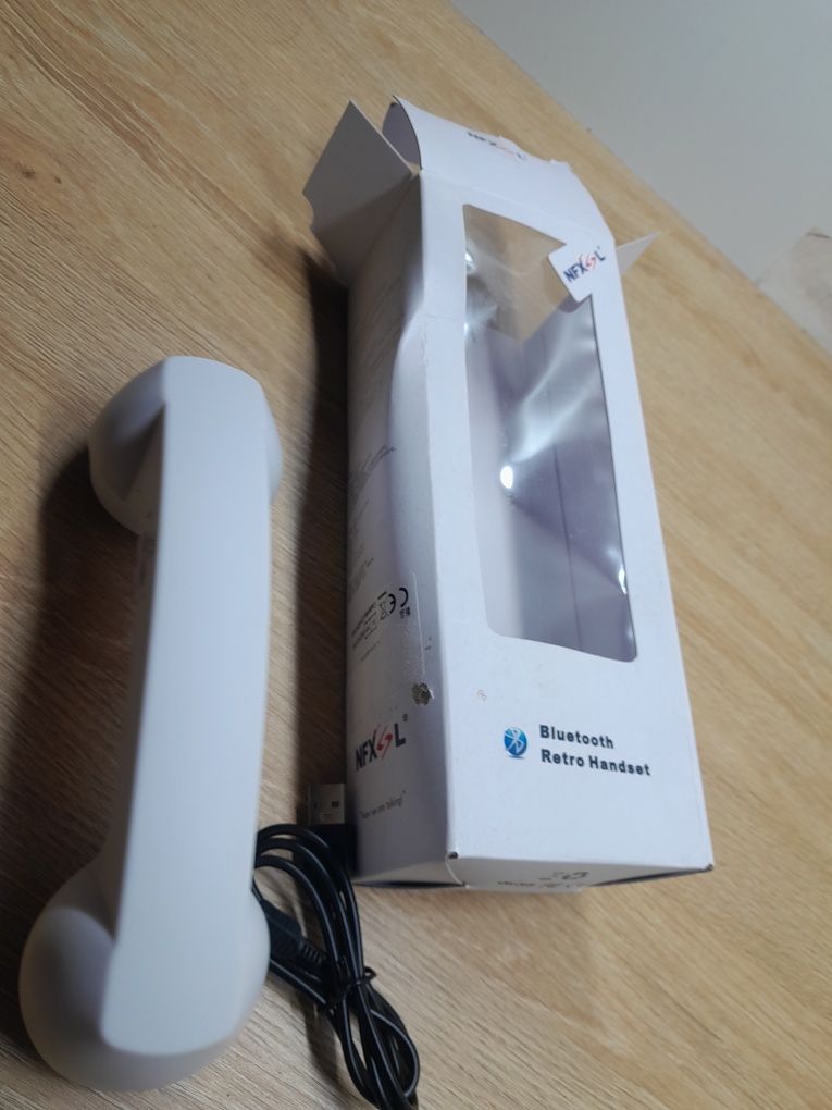 Słuchawka telefonu retro biała bluetooth nfxsl