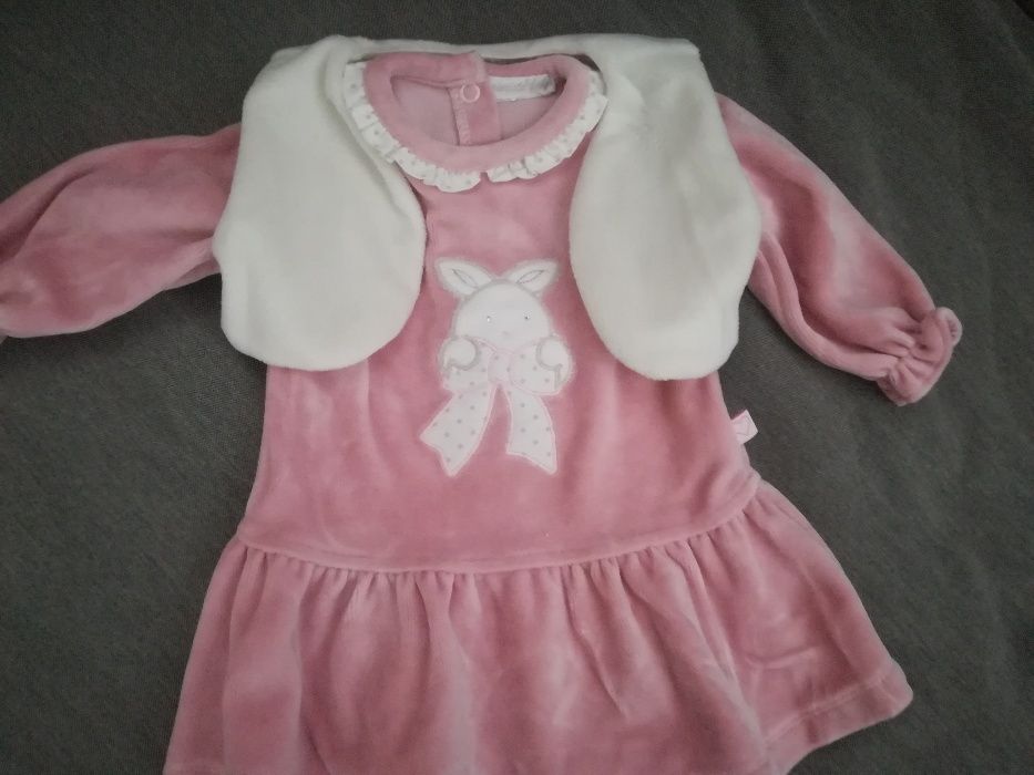 Conjunto vestido+ casaco para bebê novo (tamanho 3-6 meses)