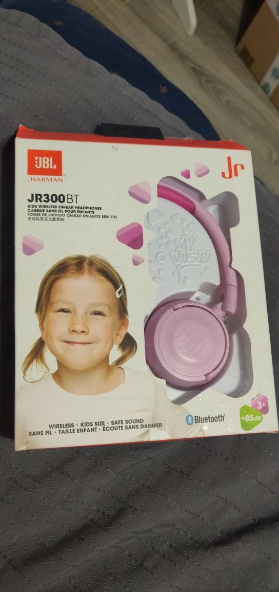 Słuchawki bezprzewodowe JBL jr300 junior dla dziecka bluetooth nauszne