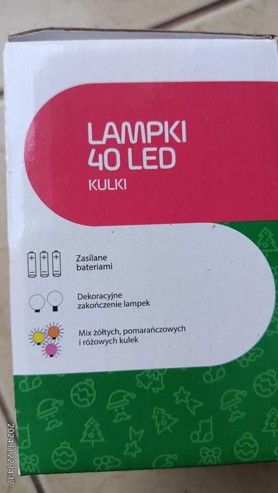 Lampki 40 LED kulki kolor żółty pomarańczowy różowy