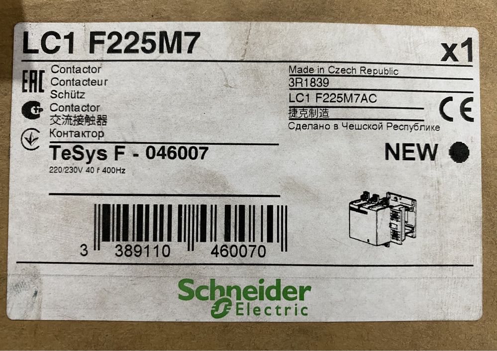Контактор  Schneider Electric 225A LC1F225