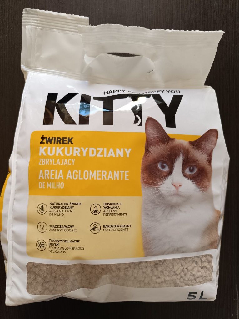 Żwirek kukurydziany zbrylający dla kota Kitty 5 l