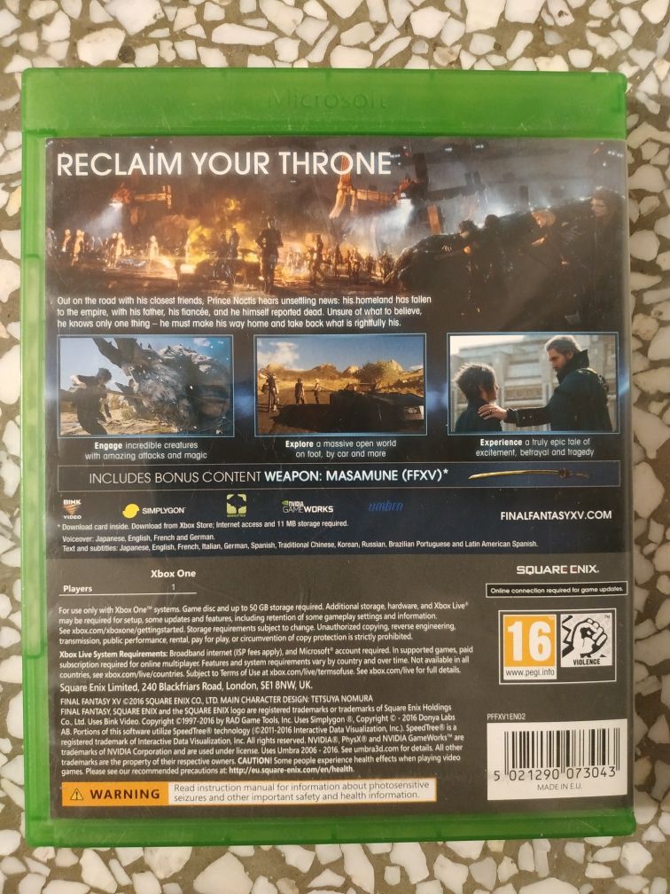Finał Fantasy 15 Xbox one Series X