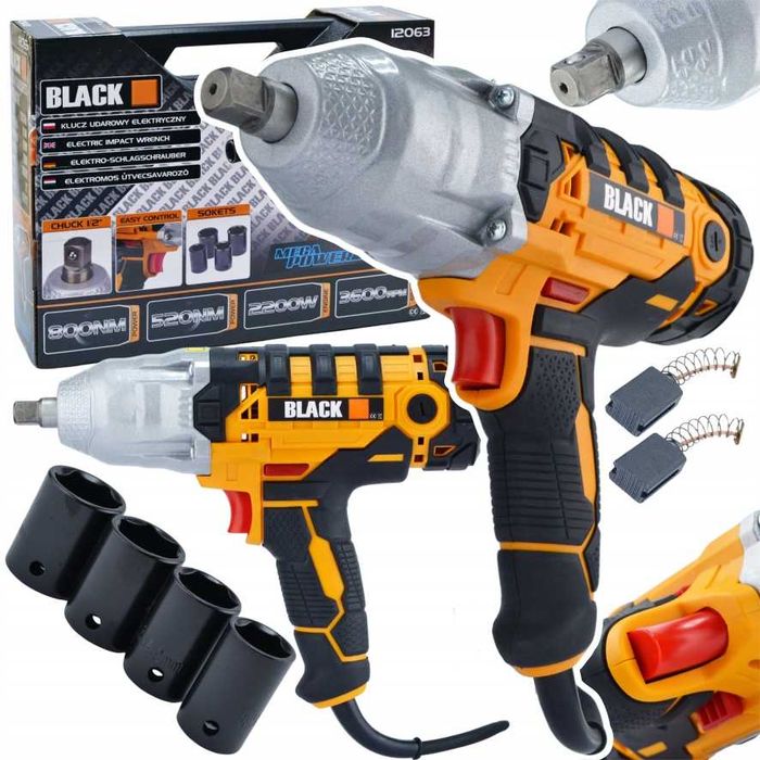 Elektryczny Klucz Udarowy 800nm 1/2 2200W Sieciowy Black