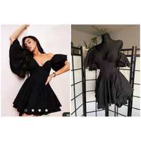 Czarna bawełniana sukienka mini hiszpanka gorsetowa 36 s asos