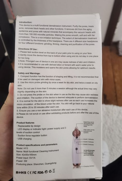 Máquina para Remover Pontos Negros e para  Limpeza da Pele