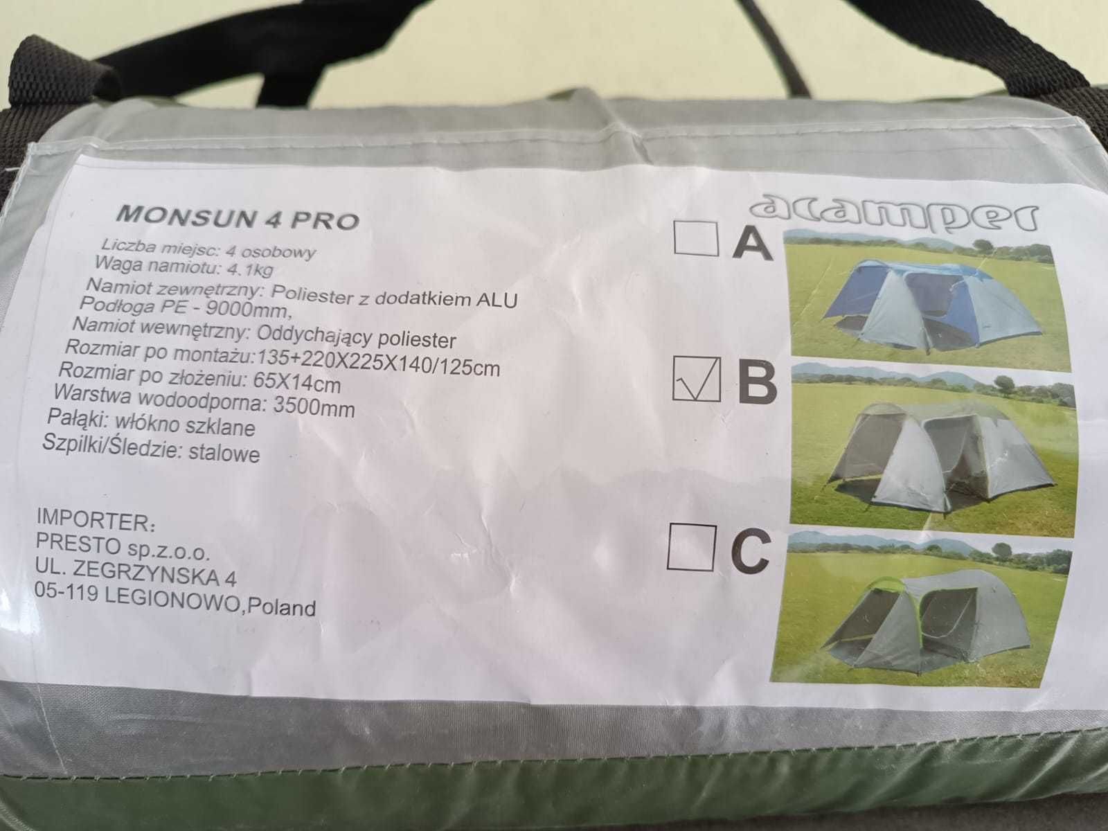 Намет 4-х місний Presto Acamper MONSUN 4 PRO зелений - 3500мм.