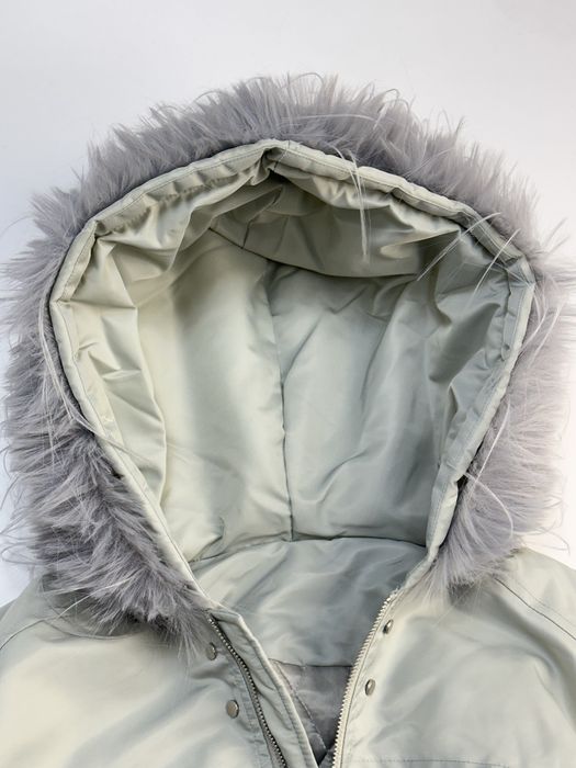 Бомбер с мехом дутый аляска куртка пуховик белый серый білий біла сіра